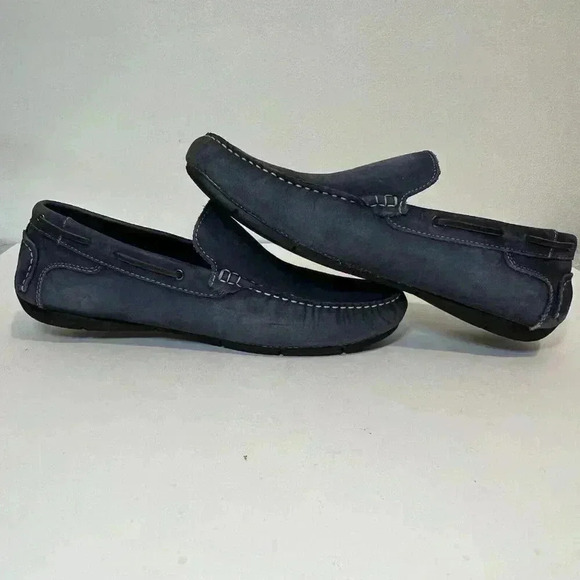 Di Pollini Chic Suede Blue Moccasins for Men Authentic Size 12 Loafers Casual - Picture 8 of 10